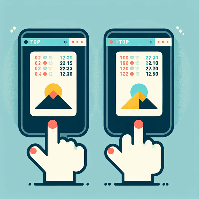 Visual representation of the top and htop commands in a Linux terminal