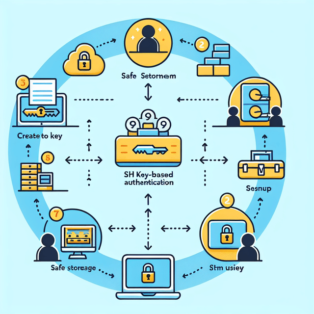 Step-by-step diagram for setting up SSH key-based authentication