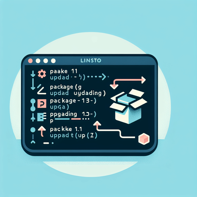 Graphic of Linux terminal showing package update and upgrade commands