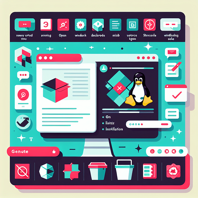 a Linux desktop with a newly created document and an installed program