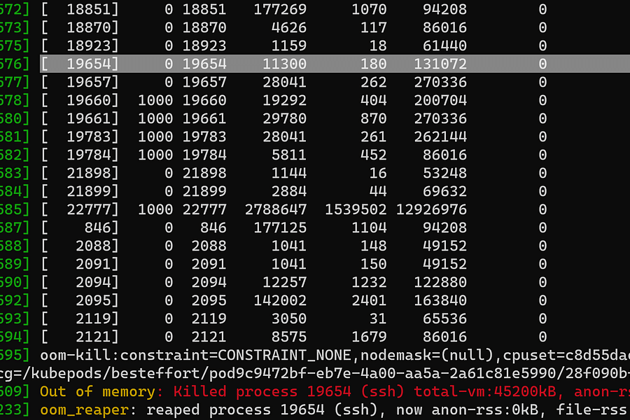 Linux terminal memory usage