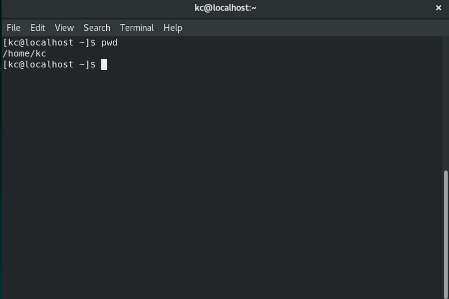 Linux terminal print working directory