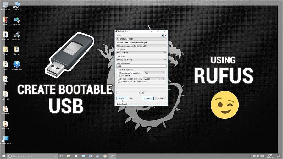Screenshot of Rufus creating a bootable USB process on Linux